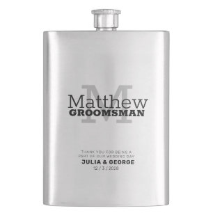 Minimal Personalized Masculine GROOMSMAN Hip Flask