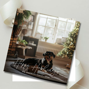Minimal Pet Christmas Happy Howlidays Dog Photo Holiday Card