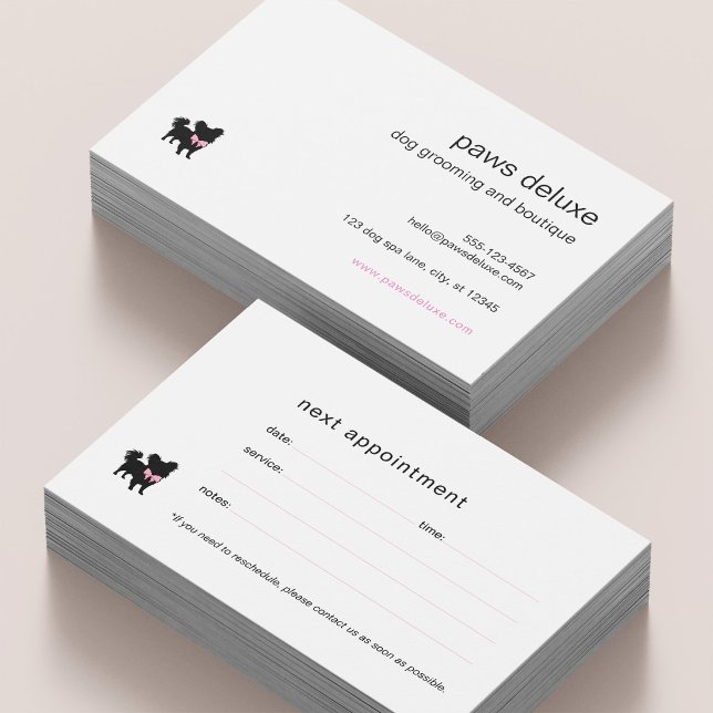 Minimal Pet Silhouette Dog Grooming Appointment Card (Creator Uploaded)