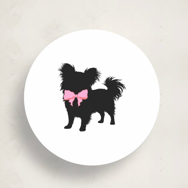Minimal Pet Silhouette Dog Grooming Classic Round Sticker (Creator Uploaded)
