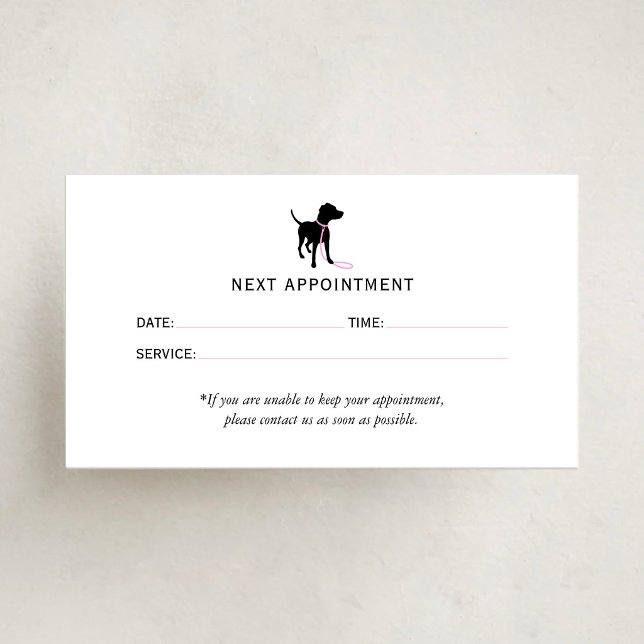 Minimal Pet Silhouette Dog Walker Pet Sitting  Appointment Card (Creator Uploaded)