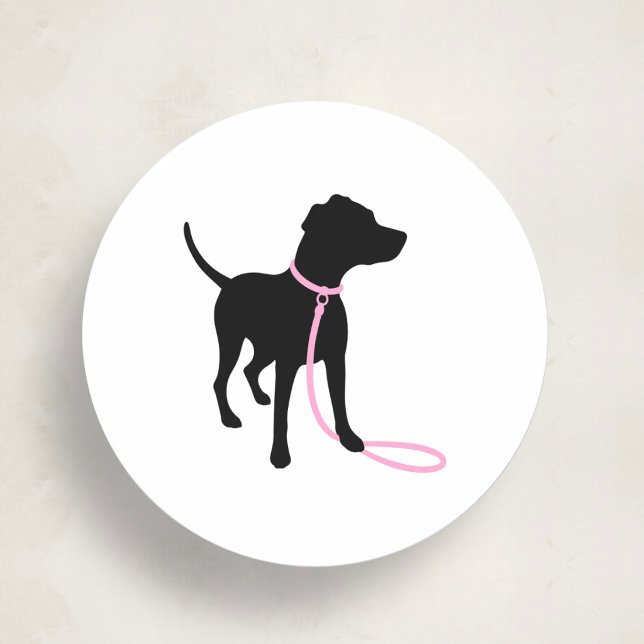 Minimal Pet Silhouette Dog Walking Classic Round Sticker (Creator Uploaded)