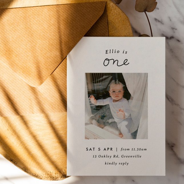 Minimal Photo 1st Birthday Invitation (Creator Uploaded)