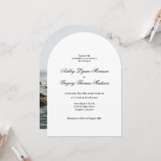 Minimal Photo Arch Shaped Wedding Invitation