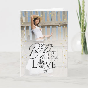Minimal Photo Belated Birthday Keepsake Anyone Card