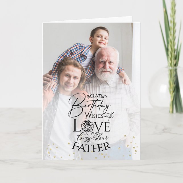 Minimal Photo Birthday Keepsake Father Card (Front)