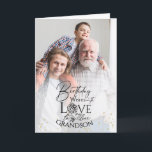 Minimal Photo Birthday Keepsake Grandson Card<br><div class="desc">This fully customizable birthday greeting card allows you to change and edit every element, including the background, photos, text, typography styling, and decorative accents, giving complete creative freedom. Designed with a modern minimalist approach, the front features a carefully styled text layout that blends expressive calligraphy with clean serif fonts, creating...</div>