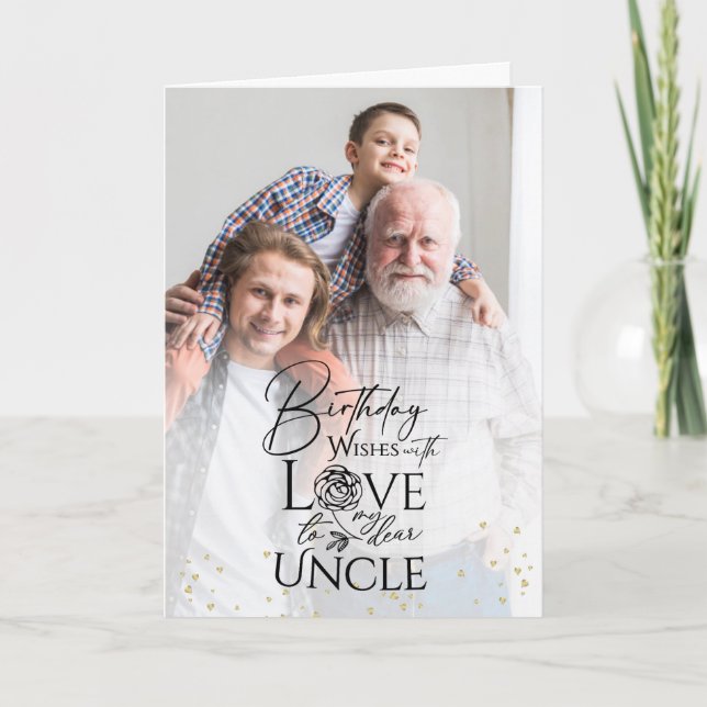 Minimal Photo Birthday Keepsake Uncle Card (Front)