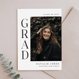 Minimal Photo Black and White Graduation Thank You Postcard