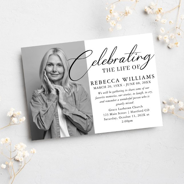 Minimal Photo Celebration of Life Funeral Invitation (Creator Uploaded)