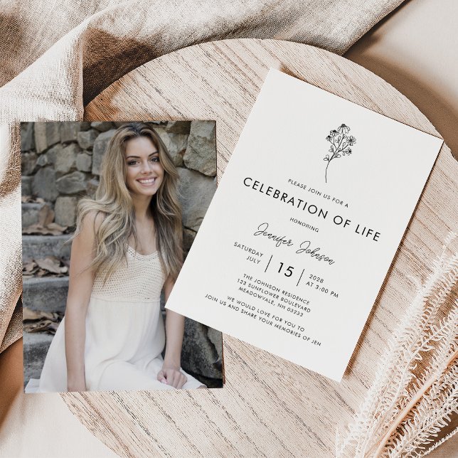 Minimal Photo Celebration of Life Funeral Invitation (Creator Uploaded)