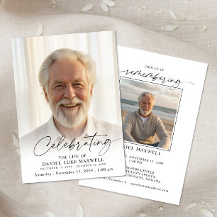 Minimal Photo Celebration of Life Funeral Memorial Invitation