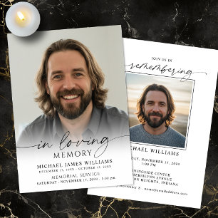 Minimal Photo Celebration of Life Funeral Memorial Invitation