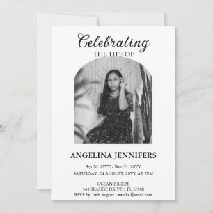 Minimal Photo Celebration of Life Funeral Memorial Invitation