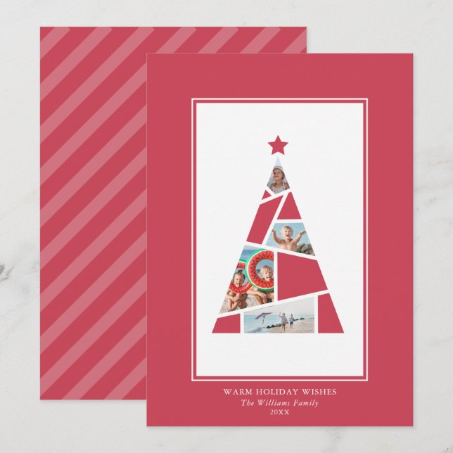 Minimal Photo Christmas Tree Holiday Card (Front/Back)