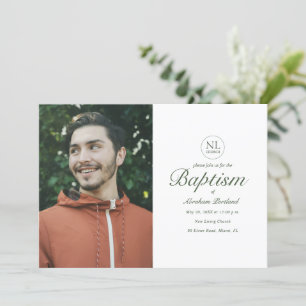Minimal Photo Church Logo Christian Baptism Invitation