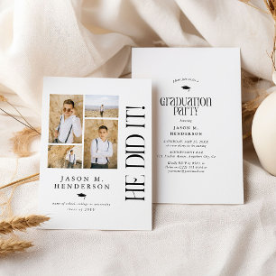 Minimal Photo Collage Graduation Party Invitation