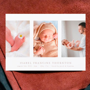 minimal photo collage pink birth announcement