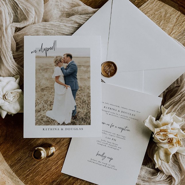 Minimal Photo Elopement Wedding Announcement Card  (Creator Uploaded)