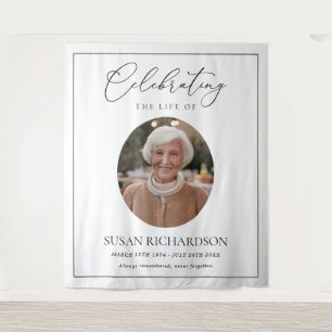 Minimal Photo Funeral Memorial Banner Tapestry