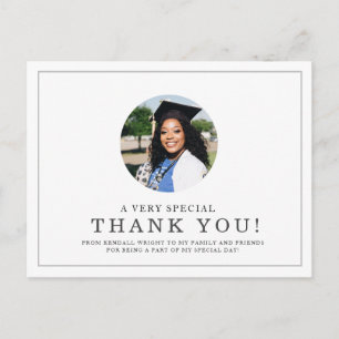 Minimal Photo Highlight   Graduate Thank You Postcard