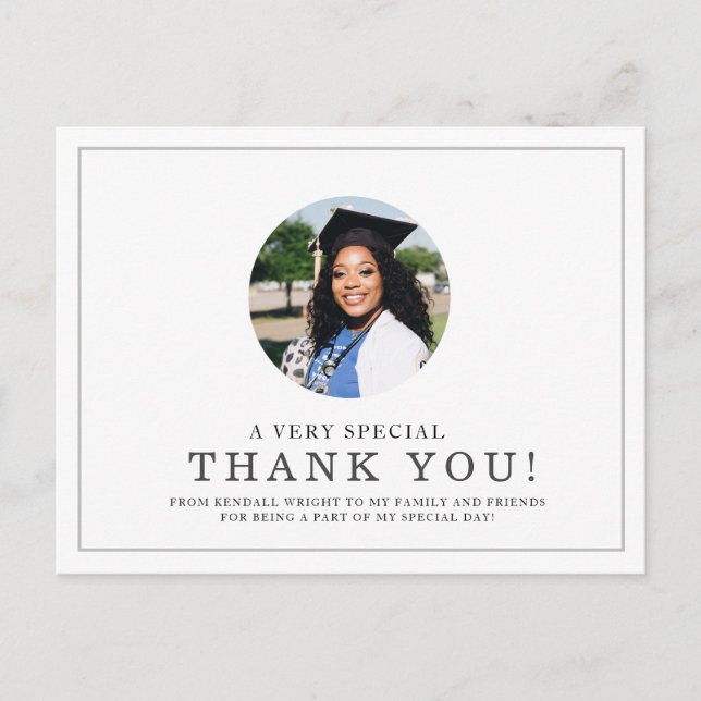 Minimal Photo Highlight | Graduate Thank You Postcard (Front)