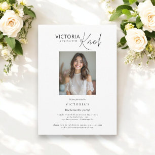 Minimal  photo i'm tying the knot bachelorette invitation