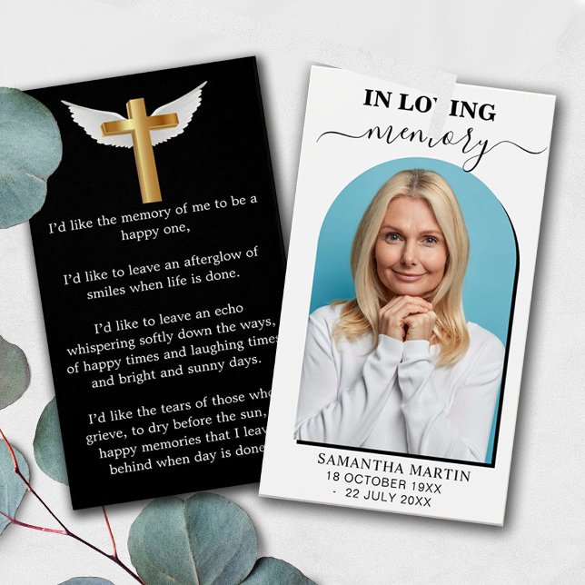 Minimal Photo Memorial Funeral Bookmark (Creator Uploaded)