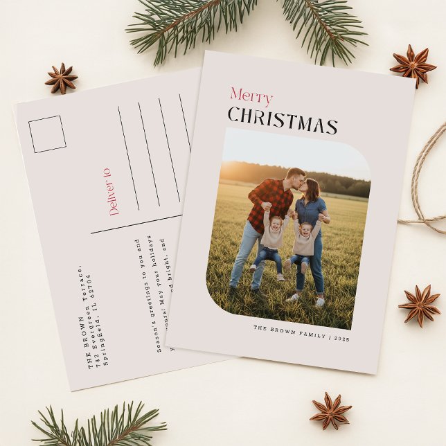 Minimal Photo Merry Christmas Holiday Postcard (Creator Uploaded)