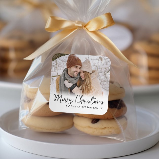 Minimal Photo Merry Christmas Square Sticker (Creator Uploaded)