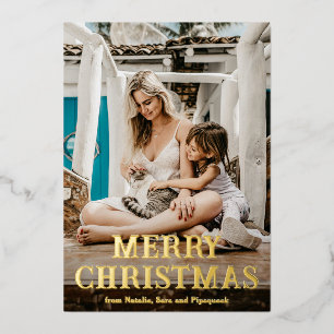 Minimal Photo Modern Christmas Foil Holiday Card