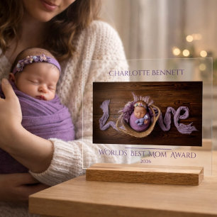 Minimal Photo Mother's Day New Mother Award Acrylic Sign