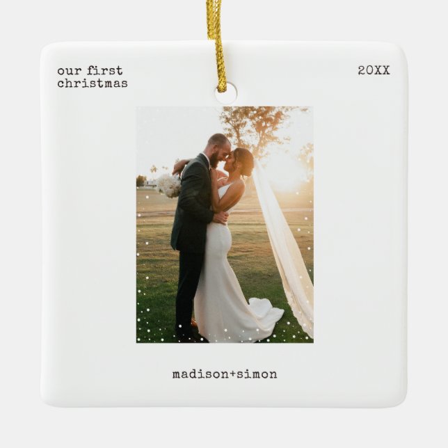 Minimal Photo Ornament Merry & Married Photo (Front)