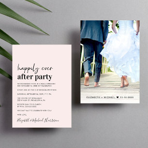 Minimal Photo Pink Wedding Reception Invitation