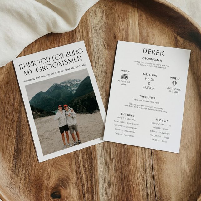Minimal Photo Proposal Request Groomsman Info Card (Minimal Photo Proposal Request Groomsman Info Card)