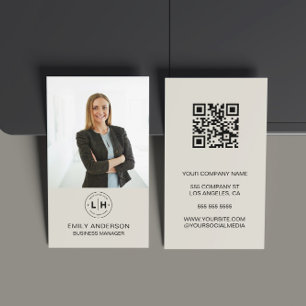 Minimal Photo QR Photo Professional Business Card