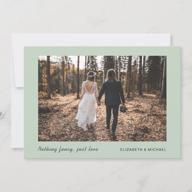Minimal Photo Sage Green Elopement Announcement (Front)