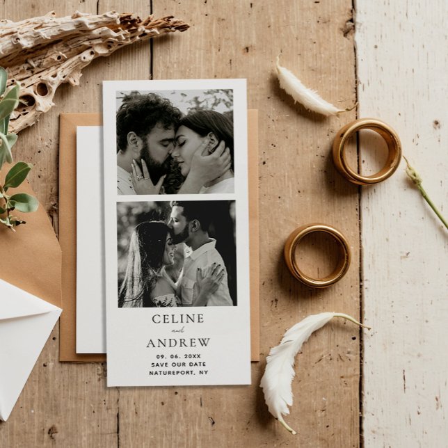 Minimal Photo Strip Magnetic Wedding Save The Date (Creator Uploaded)