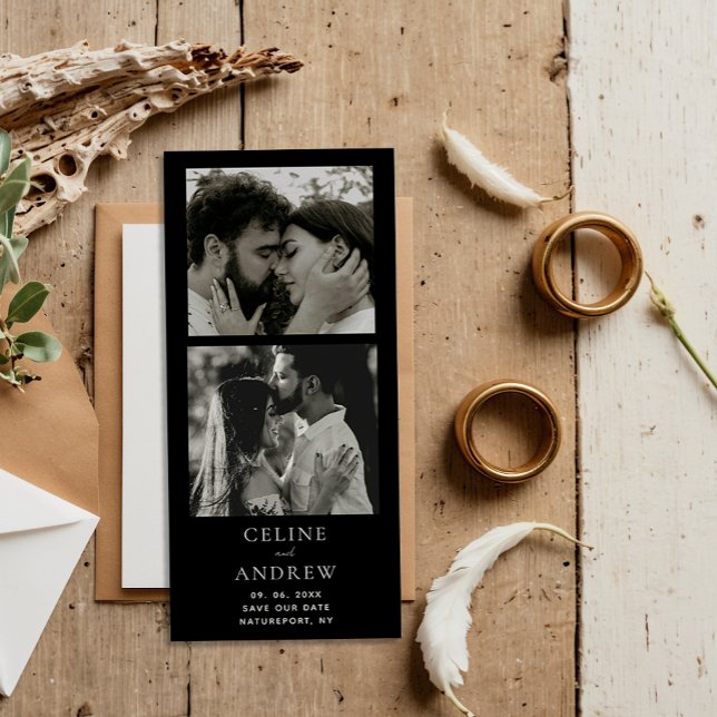 Minimal Photo Strip Magnetic Wedding Save The Date (Creator Uploaded)