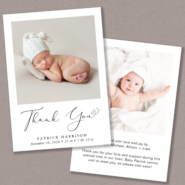 Minimal Photo Thank You Birth Announcement (A beautiful and unique way to thank family and friends and introduce them to your precious baby)