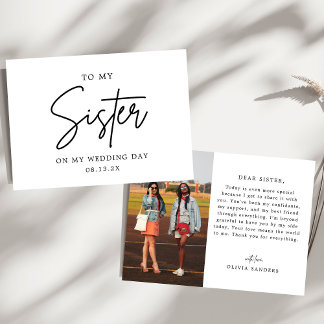 Minimal Photo To My Sister On My Wedding Day Thank You Card