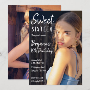 Minimal Photo Trendy Chic Sweet 16 Party  Invitati Invitation