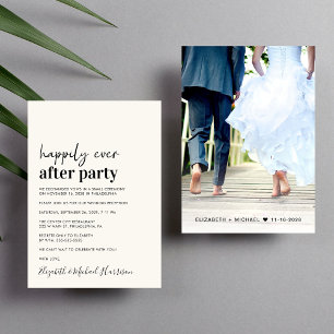 Minimal Photo Wedding Reception Cream Invitation