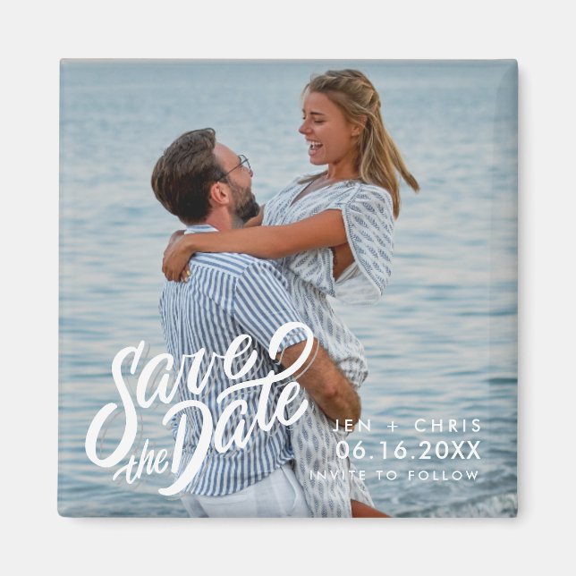 Minimal Photo Wedding Save the Date Magnet (Front)