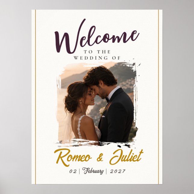 Minimal Photo Wedding Welcome Sign (Front)