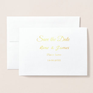 Minimal photo white black classic elegant save the foil card