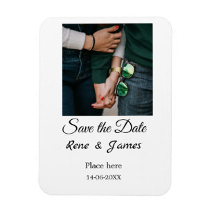 Minimal photo white black classic elegant save the magnet