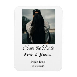 Minimal photo white black classic elegant save the magnet