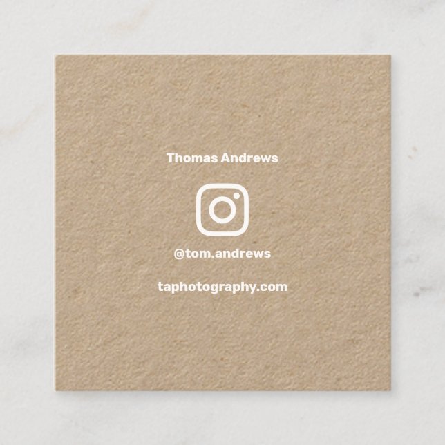 Minimal photographer social media Instagram kraft Calling Card (Front)