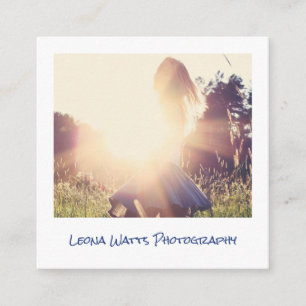 Minimal photography modern white chic photographer square business card